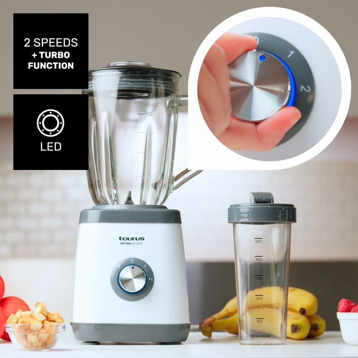 Taurus Standmixer Taurus Optima Go 1500 Grau 1,5 L