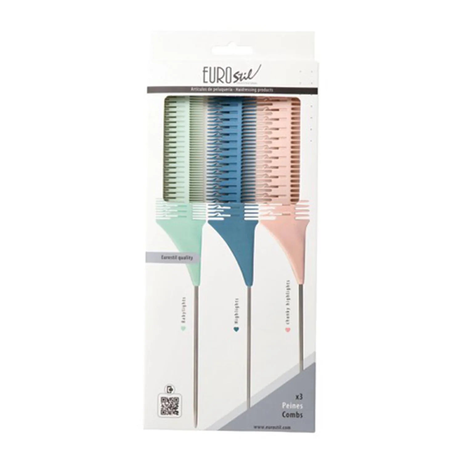 EUROSTIL EUROSTIL Colores Set 3 Haarkamm-Peines für Strähnchen Kosmetik
