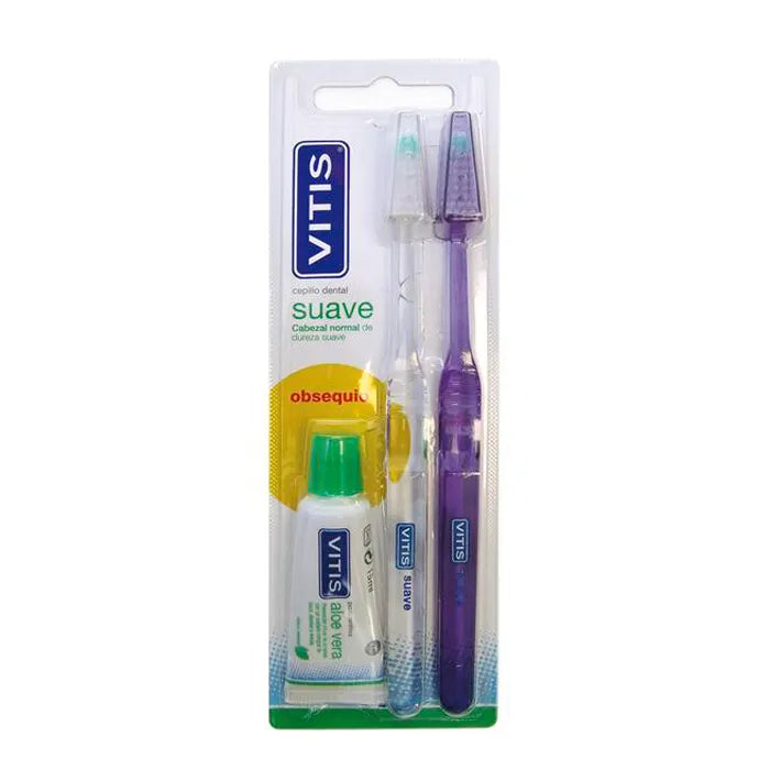 Pack Vitis Weiche Zahnbürste 2U Vitis Zahnpasta 15ml Gratis