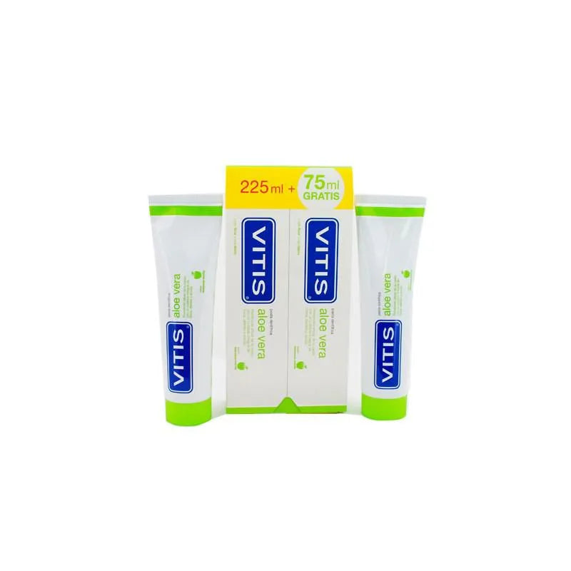 VITIS Duplo Aloe Vera Toothpaste Apple Flavor 2X150 ml +75 ml Free Kosmetik