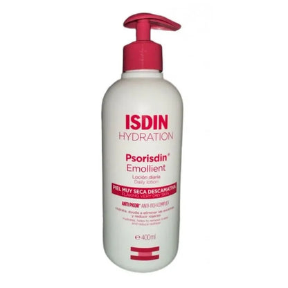 ISDIN Psorisdin Emollient Lotion 400 ml – Feuchtigkeitsspendende Körperlotion für schuppige & sehr trockene Haut