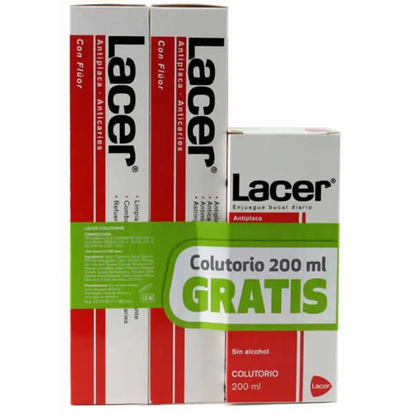 Lacer Zahnpasta 125 ml + Mundspülung 200 ml Set – Anti-Plaque & Kariesschutz