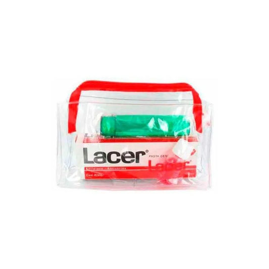 LACER Reise-Set mit Zahnpasta, Zahnbürste und Kosmetiktasche