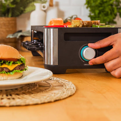 Cecotec Raclette Käse&Grill 16000 Inox Allstone 1400W Steinplatte 8 Pers. Schwarz