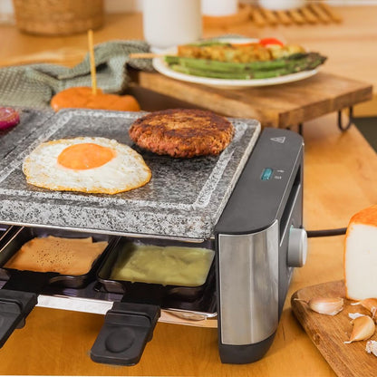 Cecotec Raclette Käse&Grill 16000 Inox Allstone 1400W Steinplatte 8 Pers. Schwarz