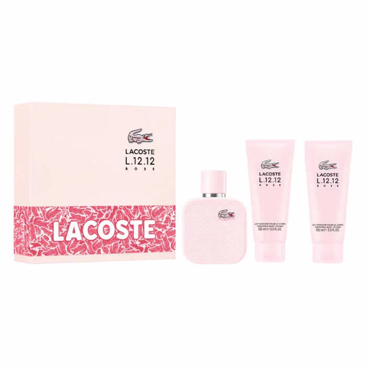 LACOSTE LACOSTE L.12.12 Rose Eau de Parfum Spray 100 ml Set 3 Artikel Parfüm