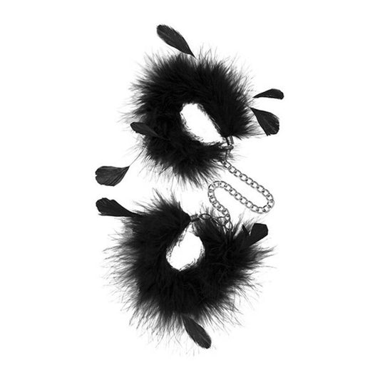 Flauschige Handschellen von S Pleasures in Schwarz
