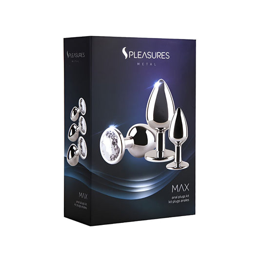 Analplugs Set S Pleasures Silberfarben – 3 Stück