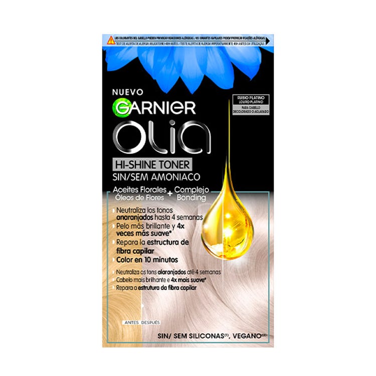 Garnier Olia Hi Shine Toner Coloración Semipermanente Neutralizador De Tonos 9,1 Rubio Ceniza 3 Piezas