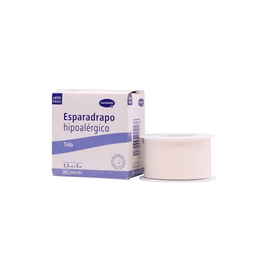 HARTMANN Hypoallergenes Gewebeband 5 m x 2,5 cm selbstklebend Hautverträglich Kosmetik