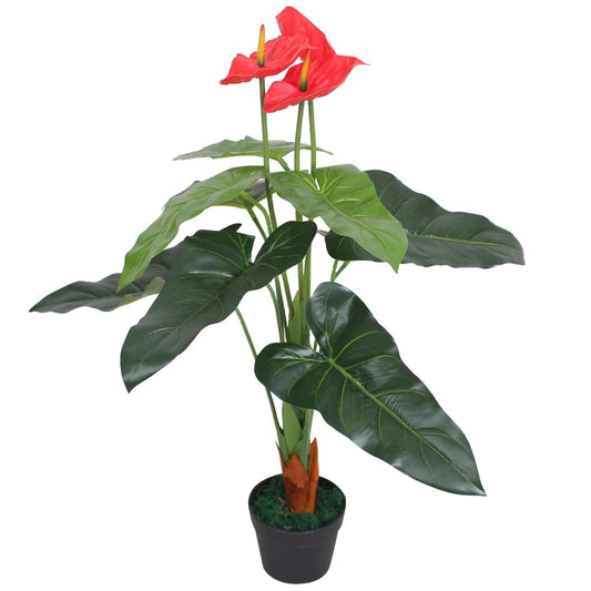 Künstliche Flamingoblume Mit Topf 90 Cm Und Gelb