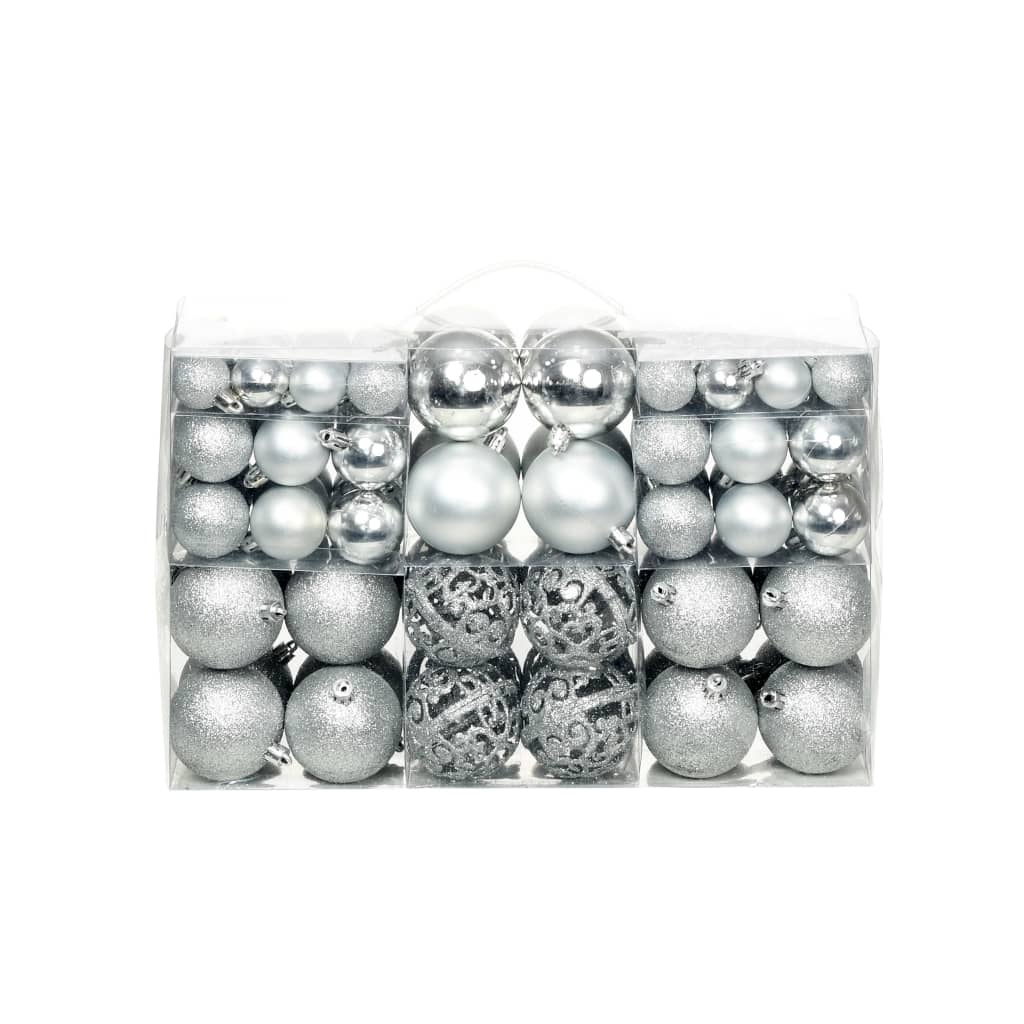 100-Tlg. Weihnachtskugel-Set 3/4/6 Cm Silbern
