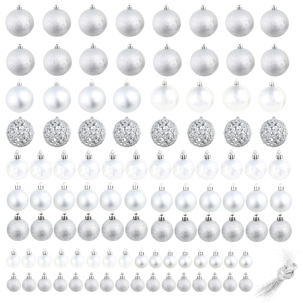 100-Tlg. Weihnachtskugel-Set 3/4/6 Cm Silbern