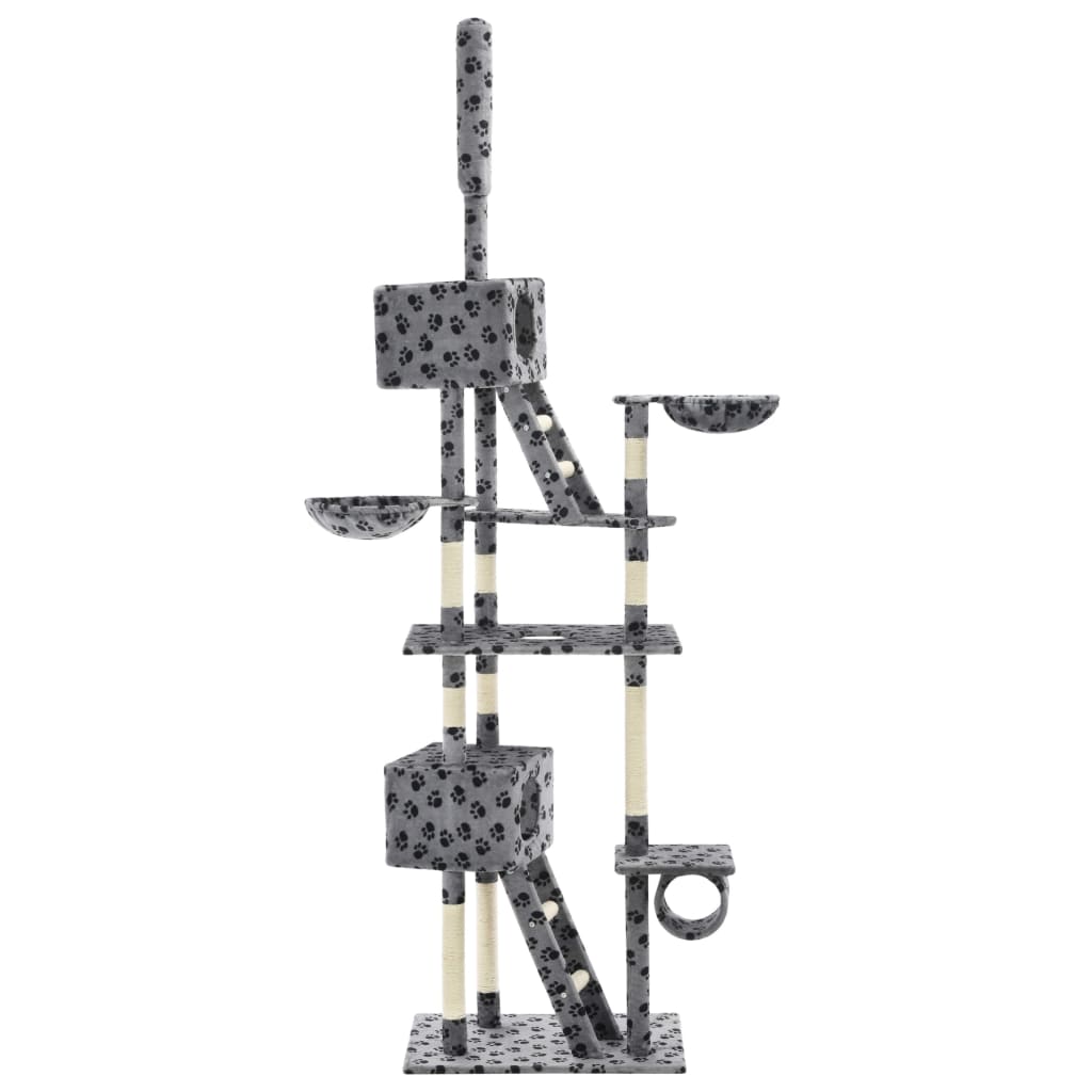 Katzen-Kratzbaum Sisal 230 - 260 Cm Grau Pfoten-Aufdruck