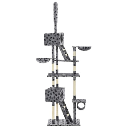 Katzen-Kratzbaum Sisal 230 - 260 Cm Grau Pfoten-Aufdruck