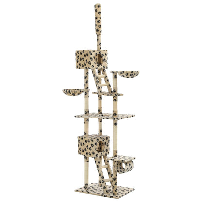 Katzen-Kratzbaum Sisal 230 - 260 Cm Cm Beige Pfoten-Aufdruck