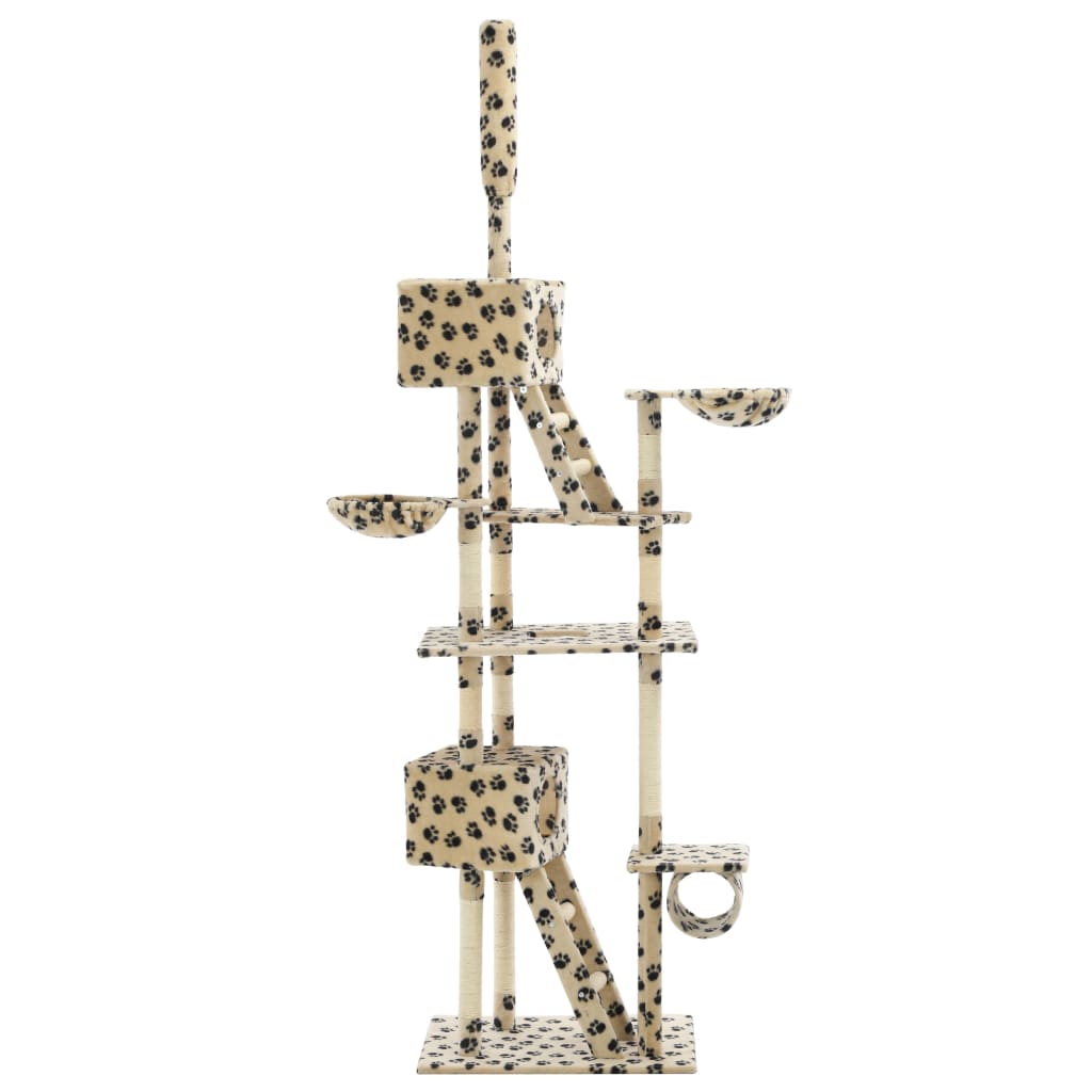 Katzen-Kratzbaum Sisal 230 - 260 Cm Cm Beige Pfoten-Aufdruck