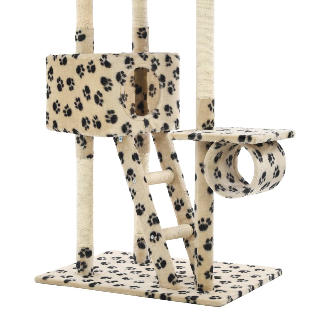 Katzen-Kratzbaum Sisal 230 - 260 Cm Cm Beige Pfoten-Aufdruck