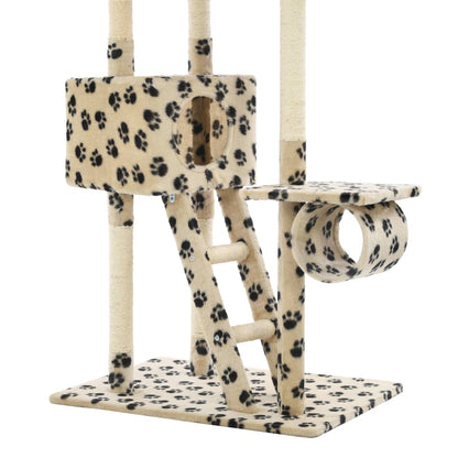 Katzen-Kratzbaum Sisal 230 - 260 Cm Cm Beige Pfoten-Aufdruck
