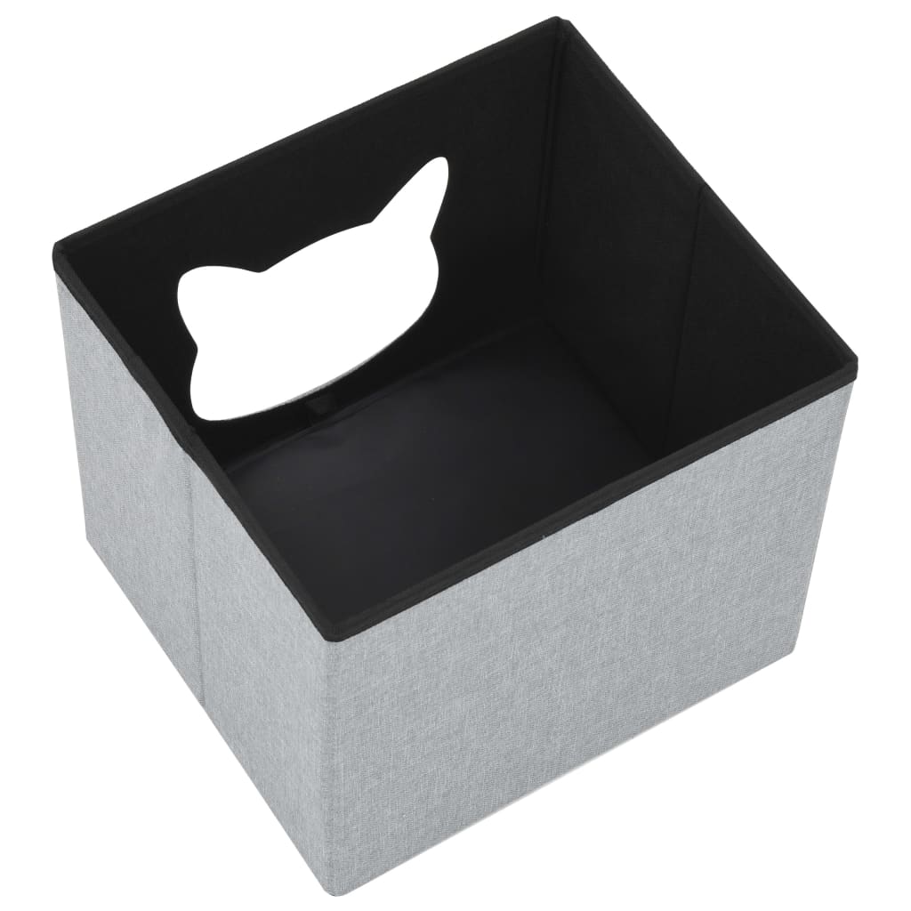 Falthocker Katzenbett Leinenoptik 37×33×33 Cm Grau