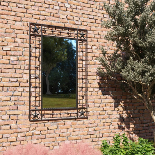 Garten-Wandspiegel Rechteckig 50×80 Cm Schwarz