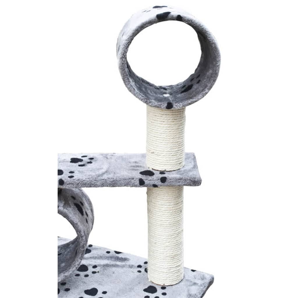 Kratzbaum Deluxe 230-260 Cm Grau Mit Pfoten-Muster