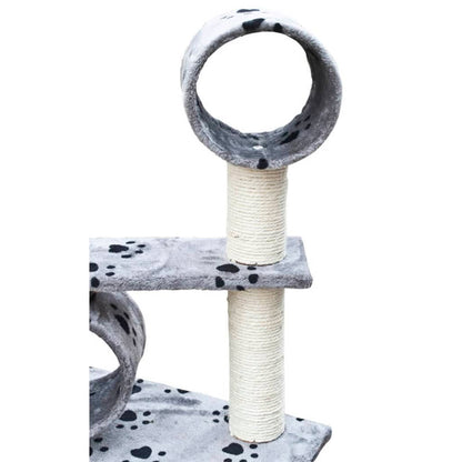 Kratzbaum Deluxe 230-260 Cm Grau Mit Pfoten-Muster