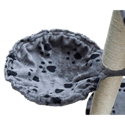 Kratzbaum Deluxe 230-260 Cm Grau Mit Pfoten-Muster