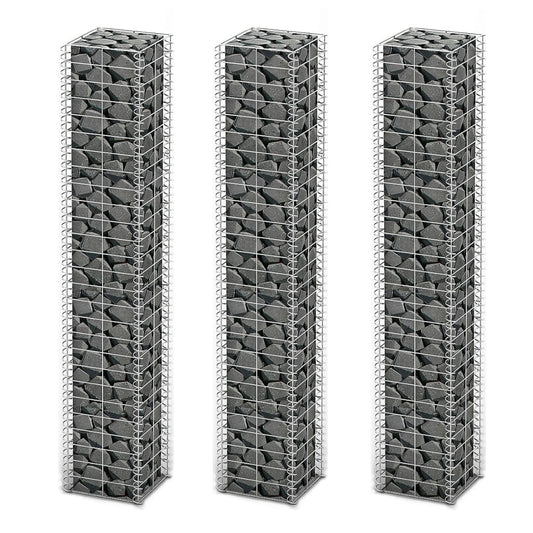 Gabionen-Set 3-Tlg. Verzinkter Draht 25×25×150 Cm