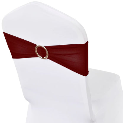 25X Stuhlschleifen Stretch Schleifenbänder + Diamant Schnalle Bordeaux