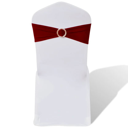 25X Stuhlschleifen Stretch Schleifenbänder + Diamant Schnalle Bordeaux