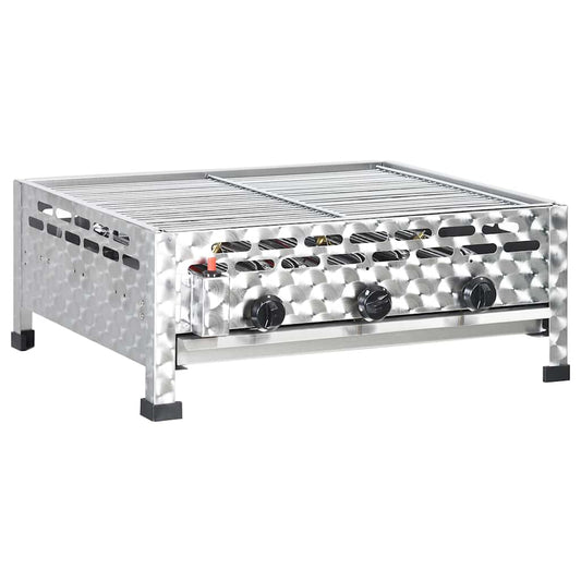 Vidxl Gastro-Gasgrill 3 Flammen Edelstahl Silbern