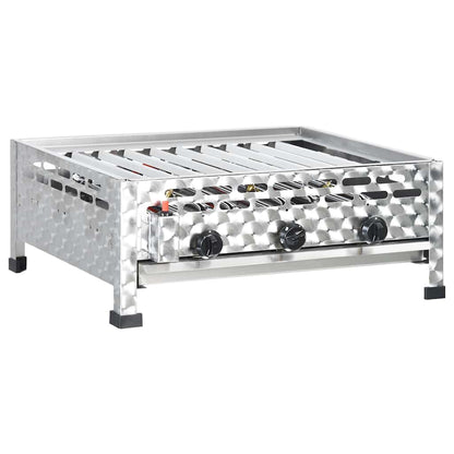 Vidxl Gastro-Gasgrill 3 Flammen Edelstahl Silbern