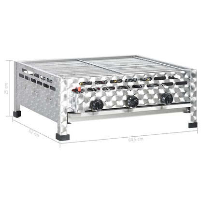 Vidxl Gastro-Gasgrill 3 Flammen Edelstahl Silbern