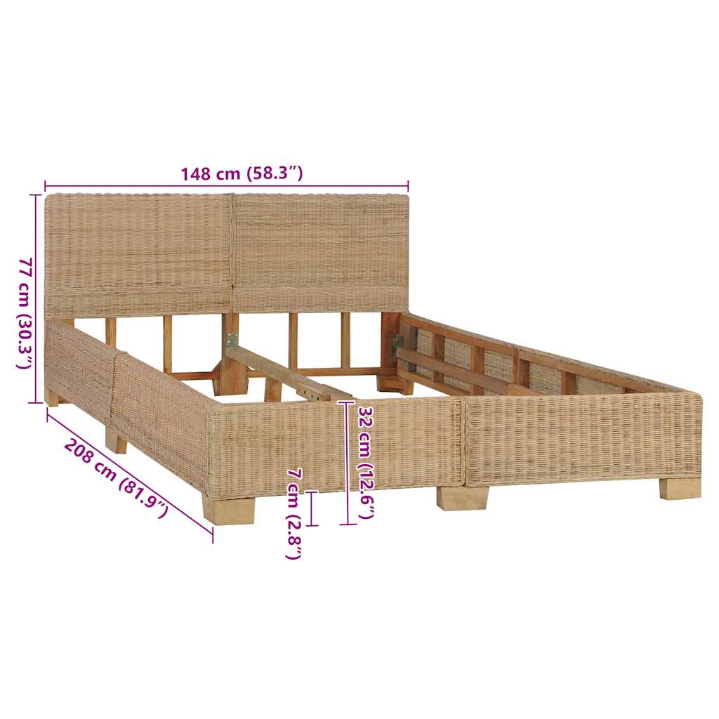 Bettrahmen Rattan Handgeflochten