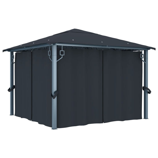 Pavillon Mit Vorhängen 300×300 Cm Aluminium