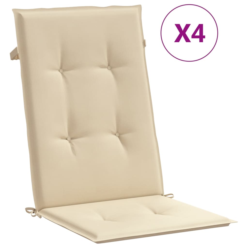 Gartenstuhlauflagen Für Hochlehner 4Stk. 120X50X3Cm Stoff Beige
