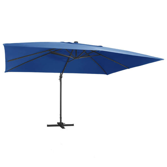 Ampelschirm Mit Led-Beleuchtung Alu-Mast 400X300 Cm Azur