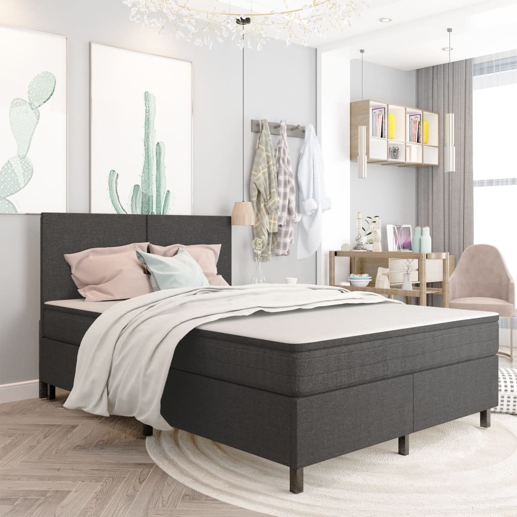 Boxspring-Bettgestell Grau Stoff