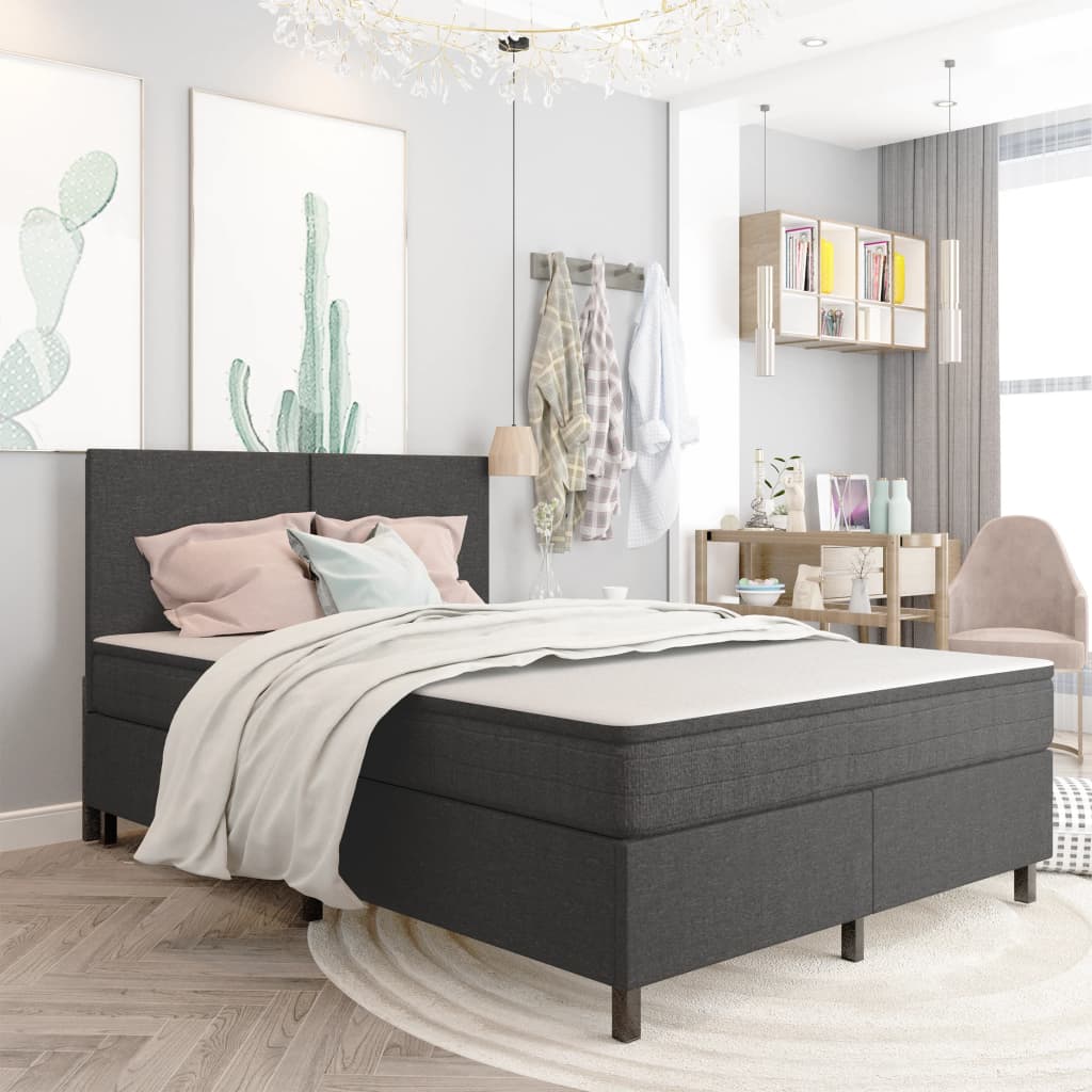 Boxspring-Bettgestell Grau Stoff