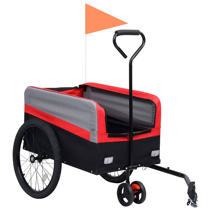 2-In-1 Xxl Fahrradanhänger Und Trolley Rot Grau Und Schwarz