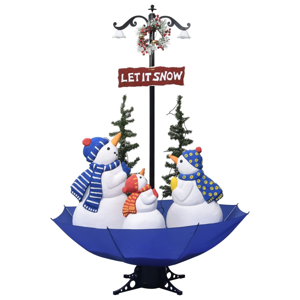 Weihnachtsbaum Mit Schnee Und Schirm-Fuß Blau 170 Cm Pvc Schwarz Und Rot