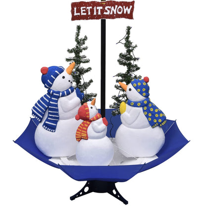 Weihnachtsbaum Mit Schnee Und Schirm-Fuß Blau 170 Cm Pvc Schwarz Und Rot