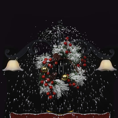 Weihnachtsbaum Mit Schnee Und Schirm-Fuß Blau 170 Cm Pvc Schwarz Und Rot