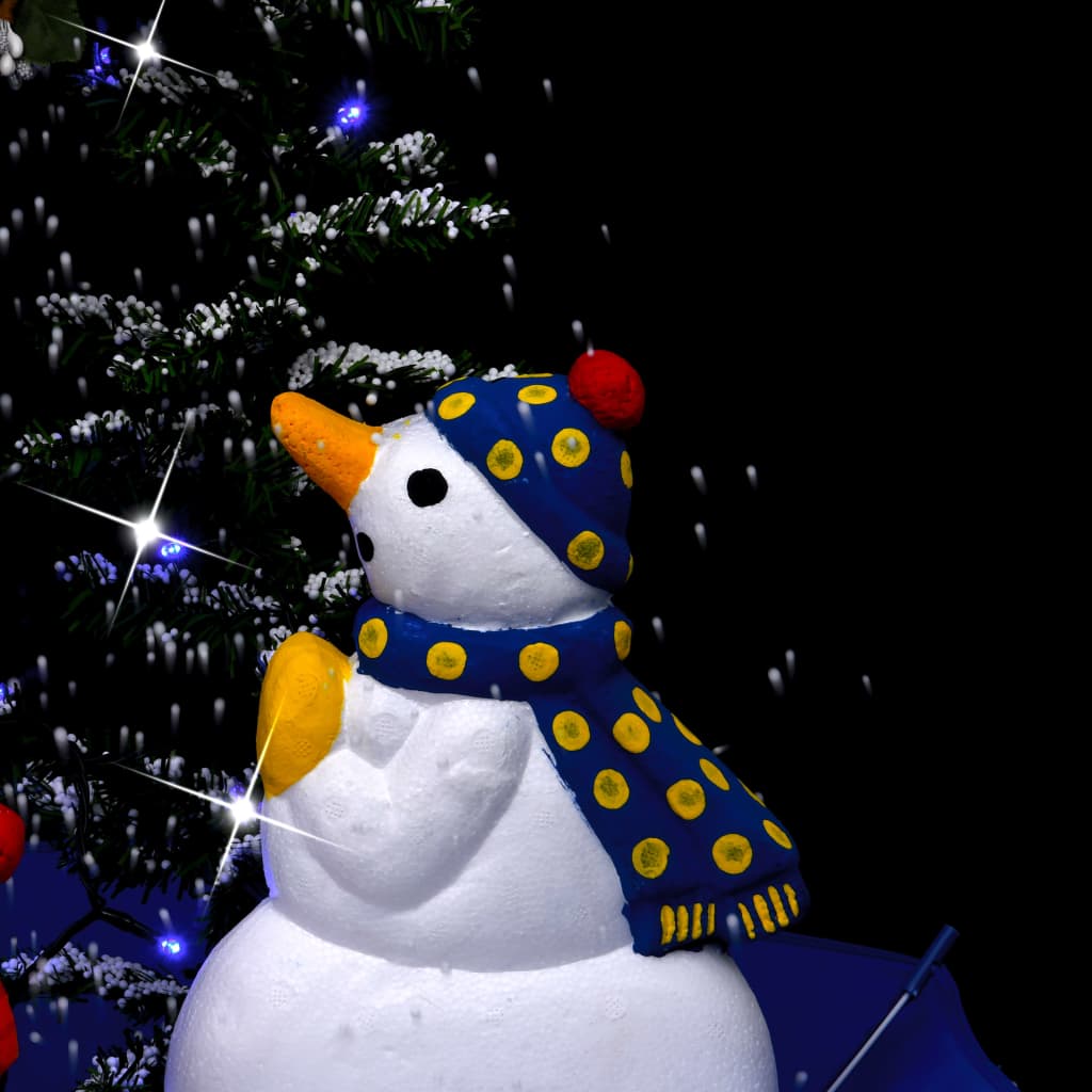 Weihnachtsbaum Mit Schnee Und Schirm-Fuß Blau 170 Cm Pvc Schwarz Und Rot