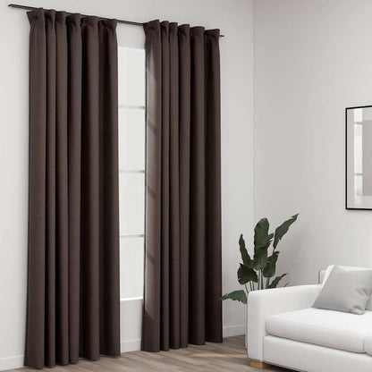 Verdunkelungsvorhänge Haken Leinenoptik 2Stk. 140X175Cm