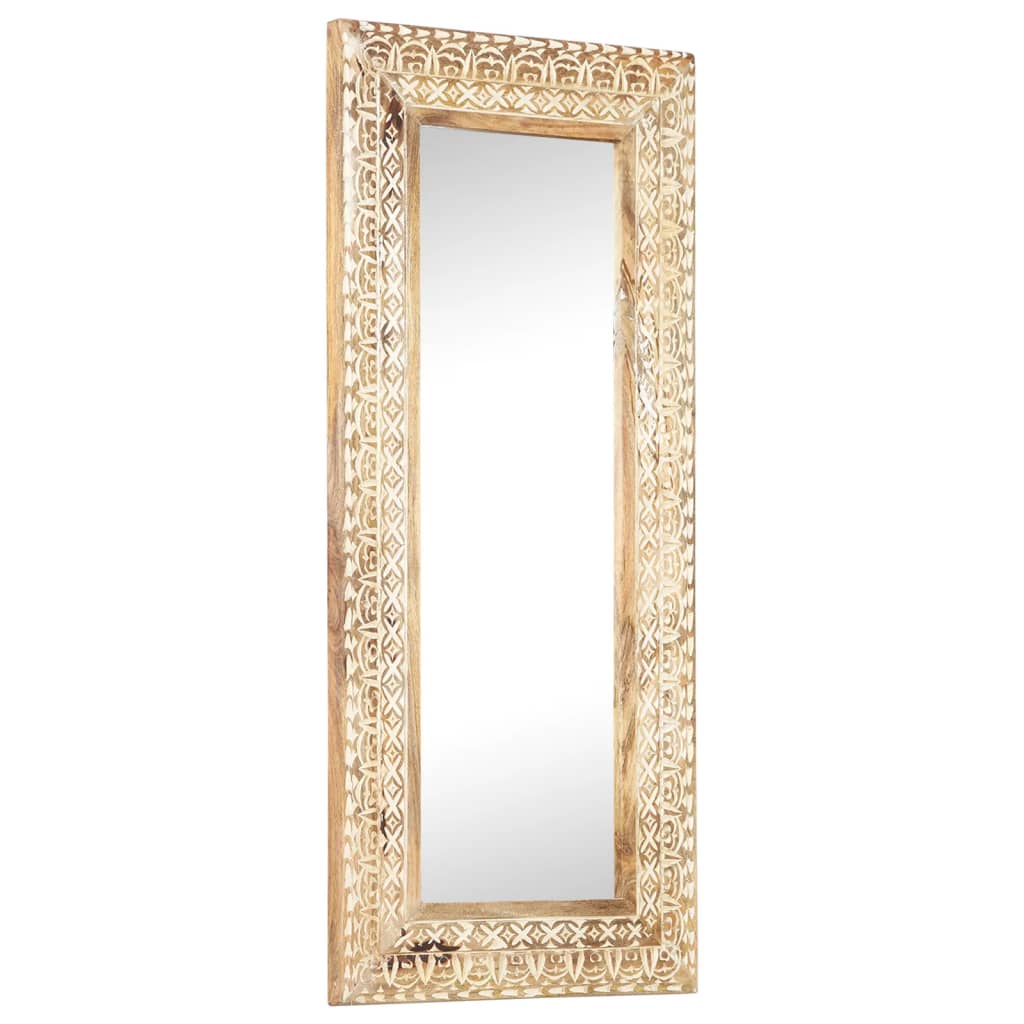 Spiegel Handgeschnitzt 110X50X2,6 Cm Massivholz Mango
