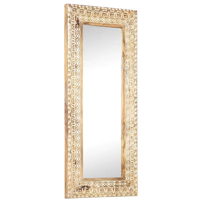 Spiegel Handgeschnitzt 110X50X2,6 Cm Massivholz Mango