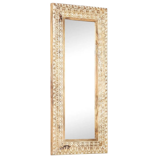 Spiegel Handgeschnitzt 110X50X2,6 Cm Massivholz Mango
