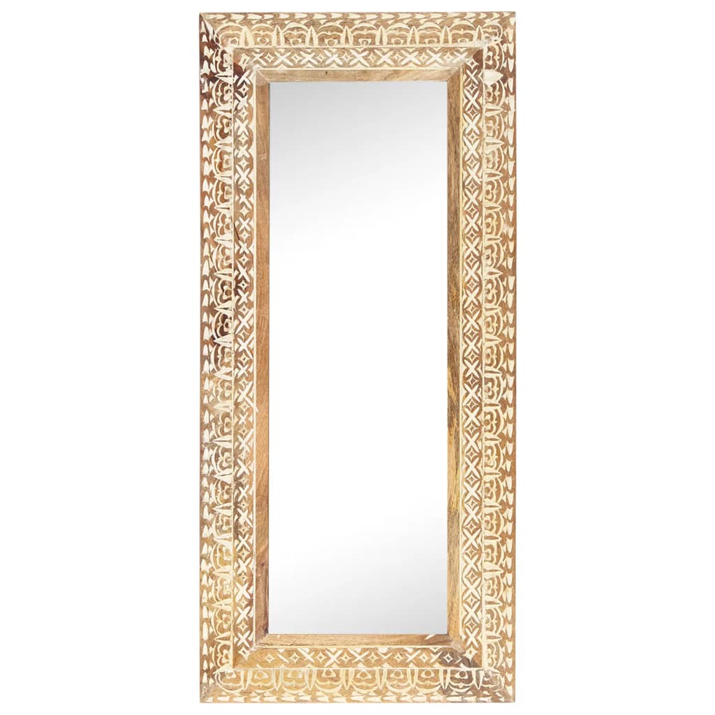 Spiegel Handgeschnitzt 110X50X2,6 Cm Massivholz Mango